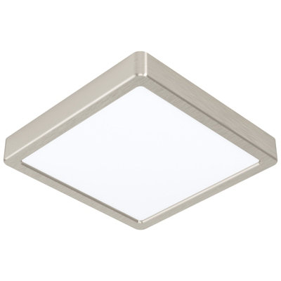 Satin Nickel Wall and Ceiling Light - 210mm Square LED Fixture with 16.5W Power