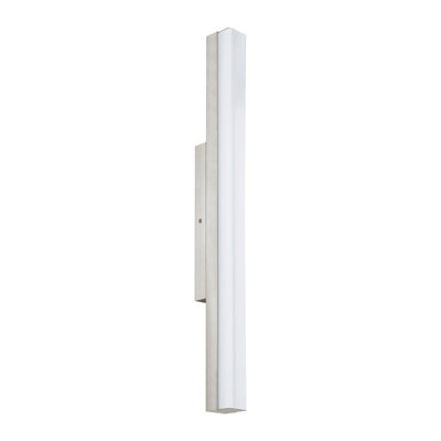 Satin Nickel Wall and Mirror Light with White Plastic Shade and 16W LED Bulb