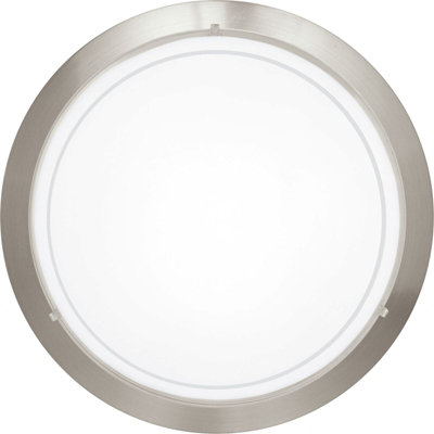 Satin Nickel Wall Flush Ceiling Light with Clear Glass Shade and E27 Bulb Socket