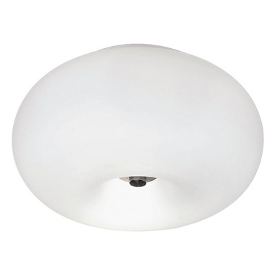 Satin Nickel Wall Flush Ceiling Light with White Opal Glass Shade - E27 Bulb Compatible
