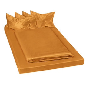 Satin sheets bedding set 150x200cm 6 PCs - brown