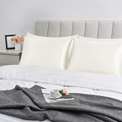 Satin Silk Pillowcase Ultra Soft Pillow Covers for Hair & Skin Pillowcases Pack of 4