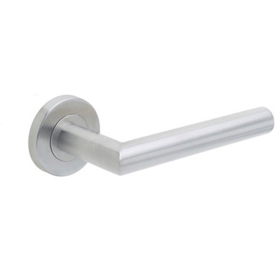Satin Stainless Steel Door Handle on Rose for Residential and Commercial Use Interior Handle