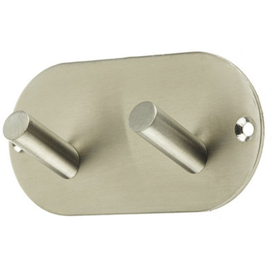 Satin Stainless Steel Double Robe Hook - 90x45mm Elegant Design - Wall Mounted Clothing Hook