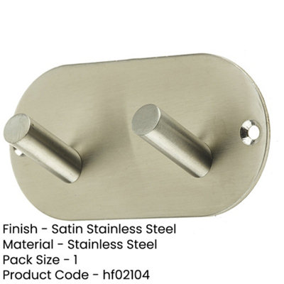 Satin Stainless Steel Double Robe Hook - 90x45mm Elegant Design - Wall Mounted Clothing Hook