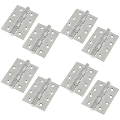 Satin Stainless Steel Hinges Fire Door 102x76mm Pack of 4