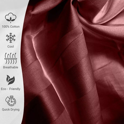 Satin Stripe Duvet Cover Reversible 4-Piece Quilt Cover With 25cm Fitted Sheet + Pillowcases Single Double King Super King Sizes