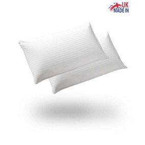 Satin Stripe Pillow Pair Soft Microfibre Cover Hollowfibre Filling Non Allergenic