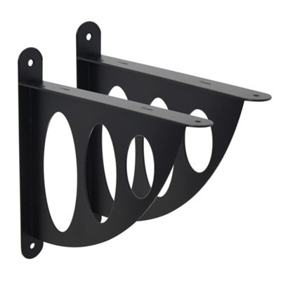 Saturn BLACK Contemporary Stylish Decorative Modern Metal Steel Shelf Brackets 200mm- 12 PCS