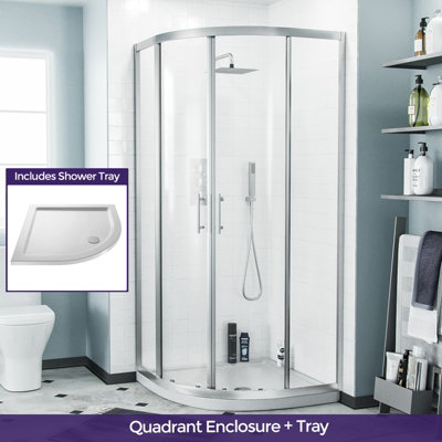 Saturn Quadrant 900 mm Curved Corner Shower Enclosure and Low Profile Tray