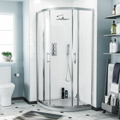 Saturn Quadrant 900 mm Curved Corner Shower Enclosure and Low Profile Tray