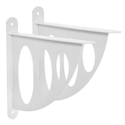 Saturn White Contemporary Stylish Decorative Modern Metal Steel Shelf Brackets 200mm- 8 PCS