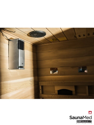SaunaMed 4-5 Person Indoor Luxury Corner Cedar FAR Infrared Sauna EMR Neutral™