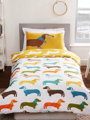 Sausage Dog Single Duvet Cover and Pillowcase Set