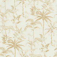 Savannah Cheetah Wallpaper White / Gold Rasch 409024