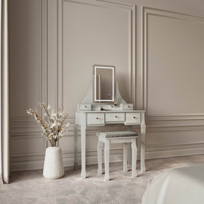 Grey dressing table on sale with led mirror