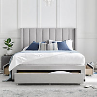 Savannah Grey Mist Upholstered - Double Drawer Bed Frame Only