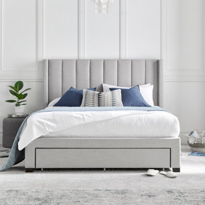 Savannah Grey Mist Upholstered - King Size Drawer Bed Frame Only