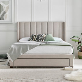 Savannah Natural Oat Upholstered - King Size Drawer Bed Frame Only