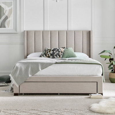Savannah Natural Oat Upholstered Storage Double 4ft6 Drawer Bed Frame Only