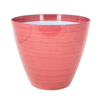 Savannah Pot Planter Round Plastic Pink Gloss Flower Plant Garden Patio 20cm