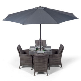 Savannah Square 4 Seater Patio Dining Set with Ice Bucket Drinks Cooler - Grey