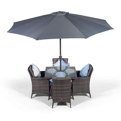 Savannah Square 4 Seater Rattan Patio Dining Set - Grey