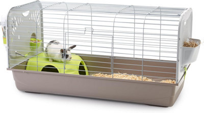 Savic Caesar 3 Deluxe Guinea Pig Cage Dwarf Rabbit with Feeder Grey