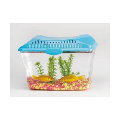 Plastic Aquarium Fish Tank Starter Kit Goldfish Carry Handle Lid
