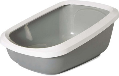 Savic Jumbo Cat Litter Tray Toilet Loo Box with Rim Grey | DIY at B&Q