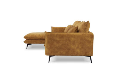 Savoy 3 Seater Velvet Sofa With Left Hand Chaise, Gold Velvet