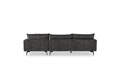 Savoy 3 Seater Velvet Sofa With Right Hand Chaise, Steel Grey Velvet
