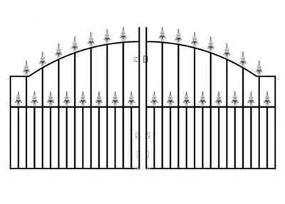 SAXA Spear Top Arched Metal Driveway Gate 2438mm GAP x 1245mm High SAZP13