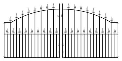 SAXA Spear Top Arched Metal Driveway Gate 2743mm GAP x 1245mm High SAZP16