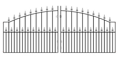 SAXA Spear Top Arched Metal Driveway Gate 3048mm GAP x 1245mm High SAZP19