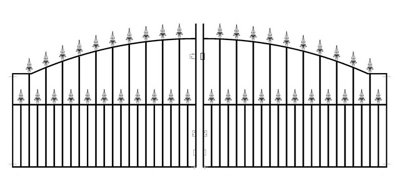 SAXA Spear Top Arched Metal Driveway Gate 3353mm GAP x 1245mm High SAZP22