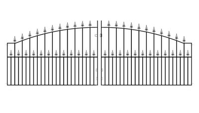 SAXA Spear Top Arched Metal Driveway Gate 3658mm GAP x 1245mm High SAZP25