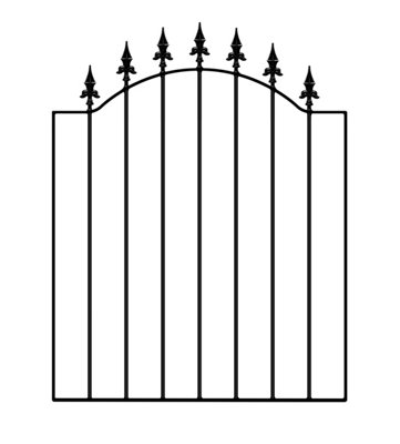 SAXA Spear Top Low Bow Metal Garden Gate 955mm GAP x 1076mm High WASC