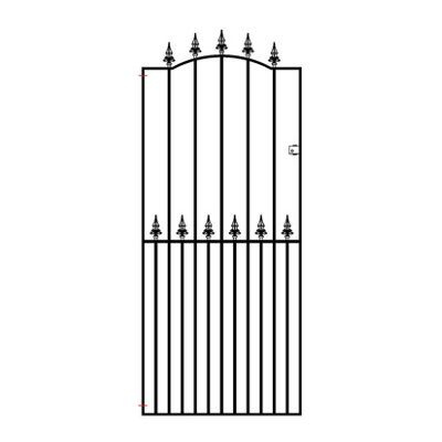 SAXA Spear Top Tall Bow Top Metal Garden Gate 914mm GAP x 1964mm High SAZP32