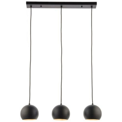 Saxby Pella Three Light LED Bar Pendant - Matt Black Metal