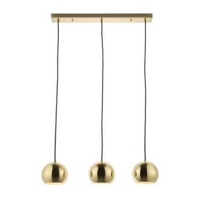 Saxby Pella Three Light LED Bar Pendant - Satin Brushed Gold Effect/ Dimmable