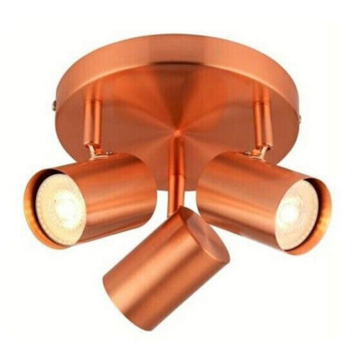 Saxby Tour 3LT Copper Plate Dimmable Swivel Led Compatible Spot Lights