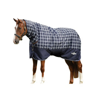 Saxon Defiant Combo Neck Plaid Midweight Horse Turnout Rug Navy (4 3")
