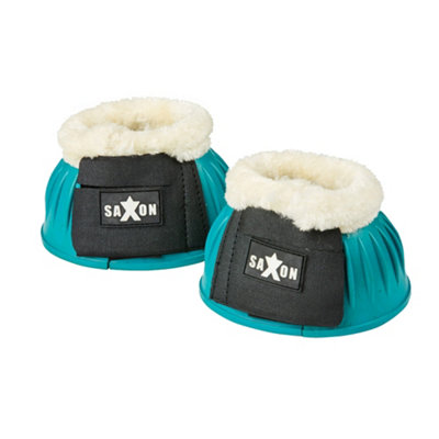 Saxon Fleece Trim Rubber Bell Boots Turquoise/White (Pony) Price Comparisons | Compare The Build