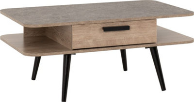 Saxton 1 Drawer Coffee Table in Mid Oak Effect and Grey Finish