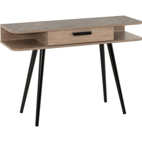 Saxton 1 Drawer Console Table in Mid Oak Effect and Grey Finish