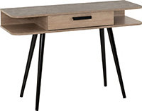 Saxton 1 Drawer Console Table - L37.5 x W110 x H75 cm - Mid Oak Effect/Grey