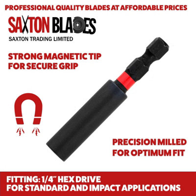 Saxton 10 x PZ2-25mm Impact Duty Pozi-Drive Screwdriver Drill Driver Bits Set + Magnetic Bit Holder