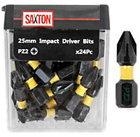 Saxton 24 x PZ2 - 25mm Impact Duty Pozi-Drive Screwdriver Drill Driver Bits Sets Tic Tac Box