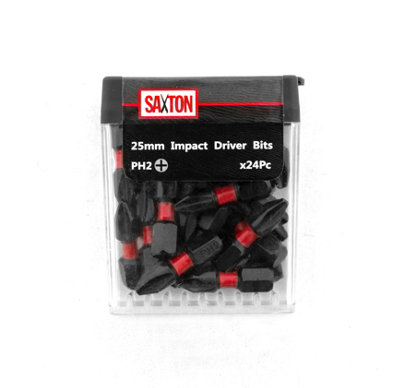 Saxton 24x PH2 - 25mm Impact Duty Phillips Screwdriver Drill Driver Bits Sets Tic Tac Box